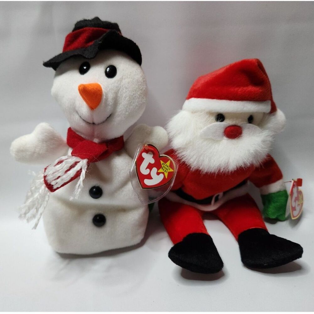 TY Beanie Babies Christmas Lot – Snowball (1996) & Santa (1998)